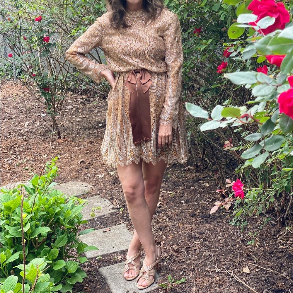 Vintage Gold Lace Pant Suit - Picture 10 of 10